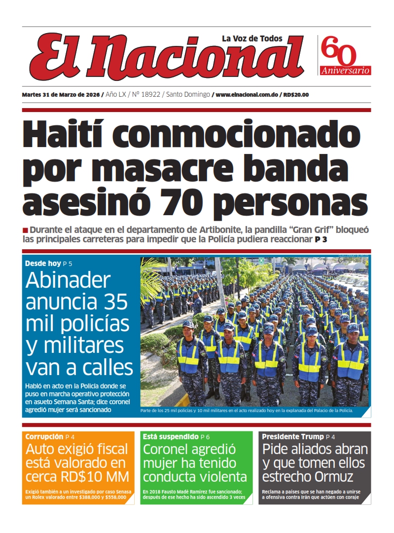 Portada Periódico El Nacional, Martes 31, Marzo 2026
