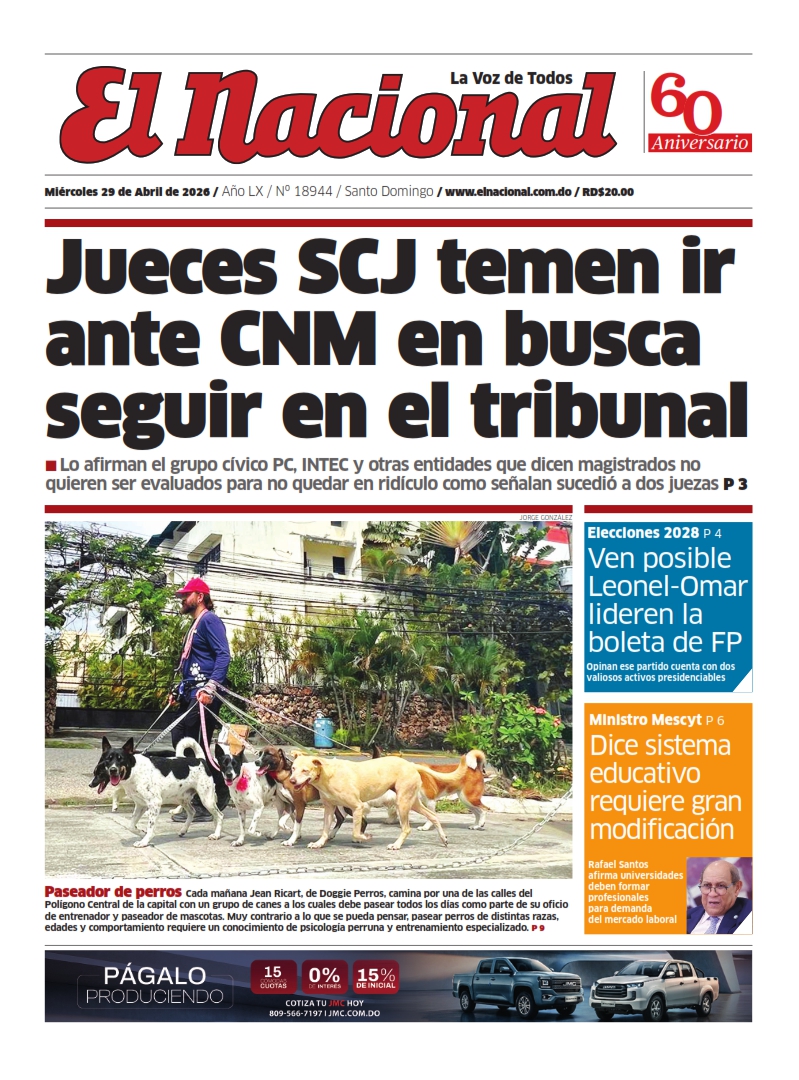 Portada Periódico El Nacional, Miércoles 29, Abril 2026