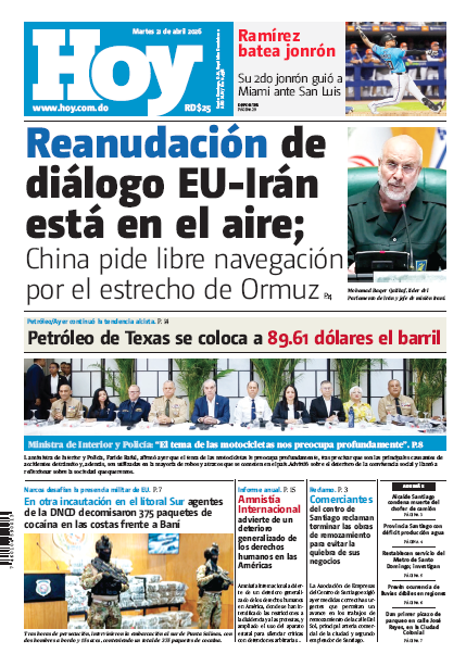 Portada Periódico Hoy, Martes 21, Abril 2026