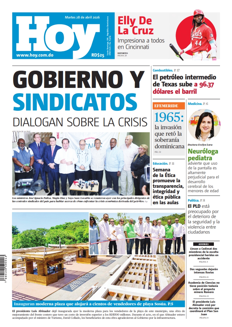 Portada Periódico Hoy, Martes 28, Abril 2026