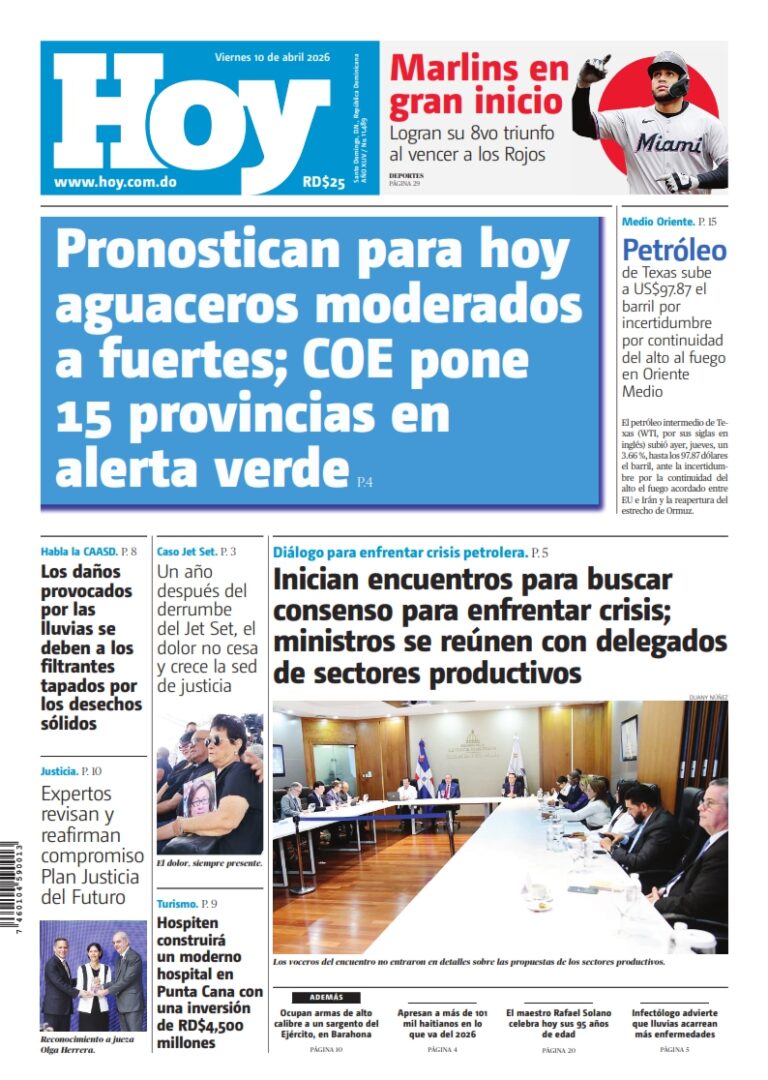 Portada Periódico Hoy, Viernes 10, Abril 2026
