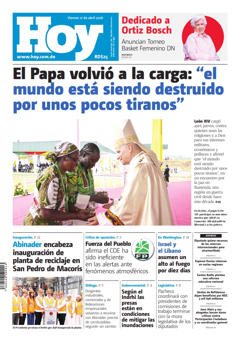 Portada Periódico Hoy, Viernes 17, Abril 2026