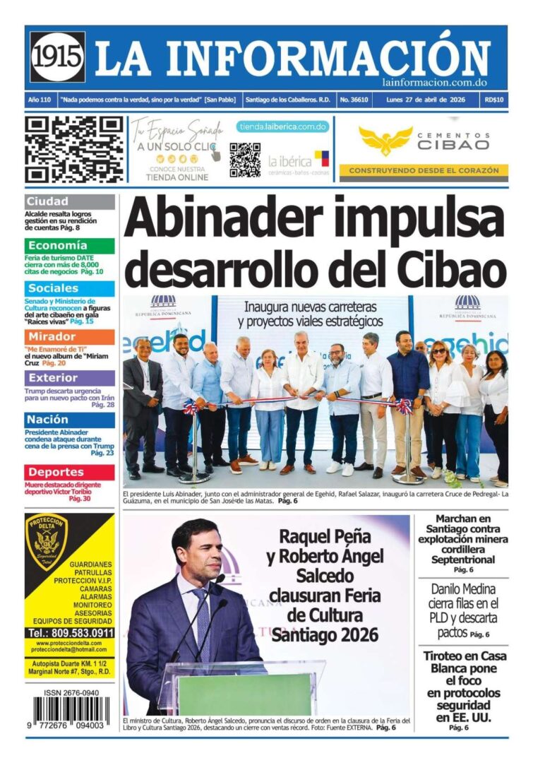 Portada Periódico La Información, Lunes 27, Abril 2026