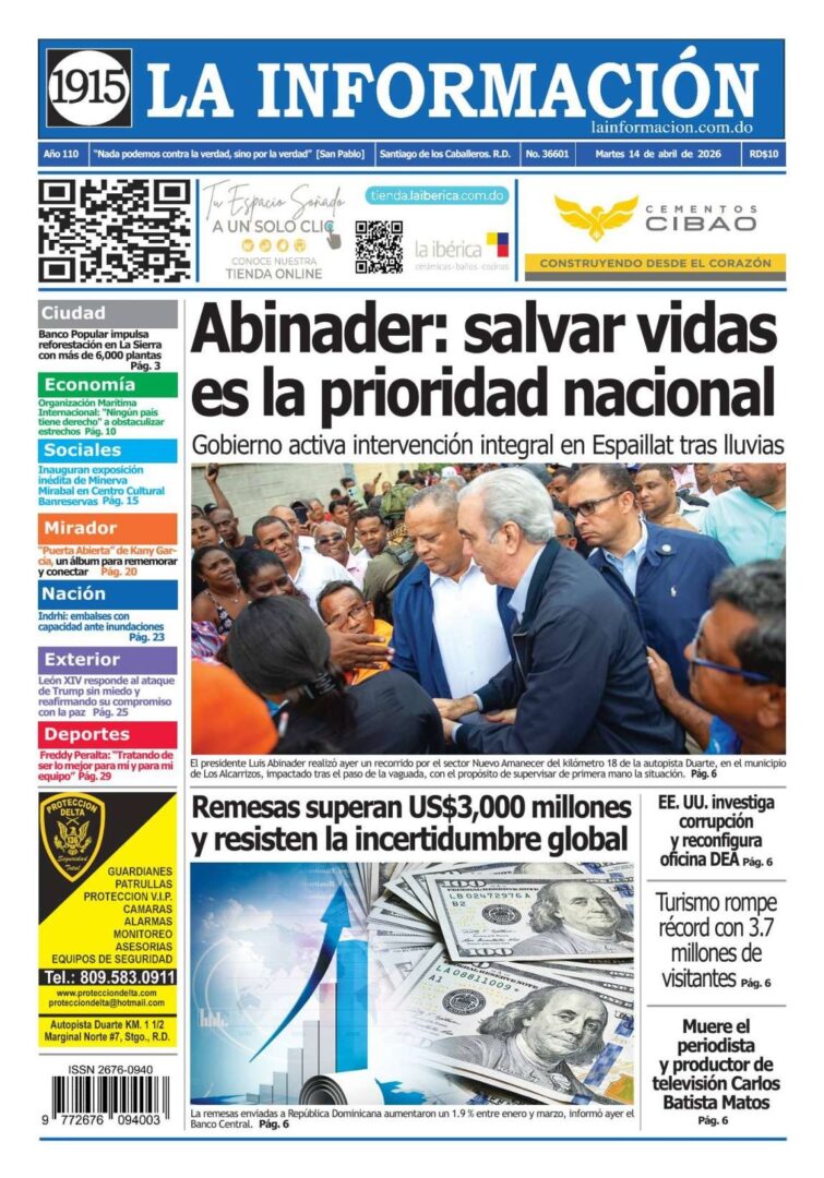 Portada Periódico La Información, Martes 14, Abril 2026