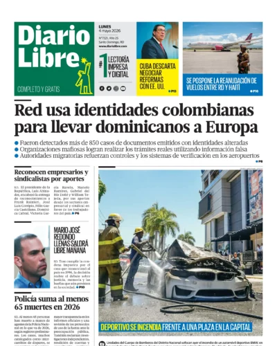 Portada Periódico Diario Libre, Lunes 4, Mayo 2026