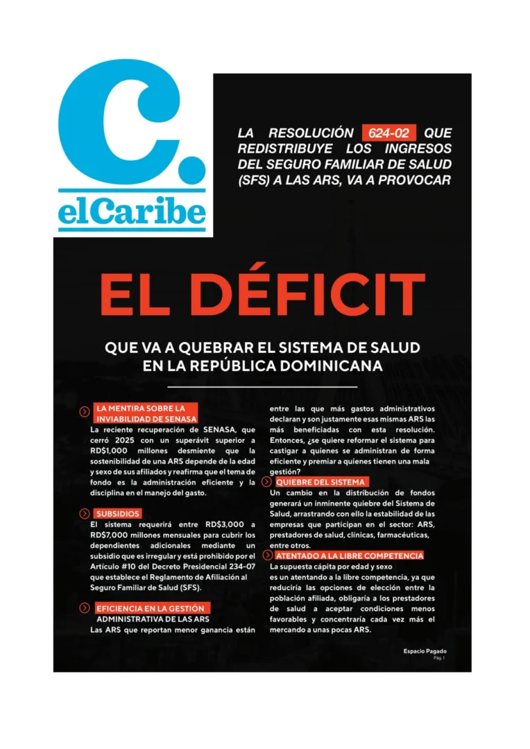 Portada Periódico El Caribe El Deficit, Martes 12, Mayo 2026