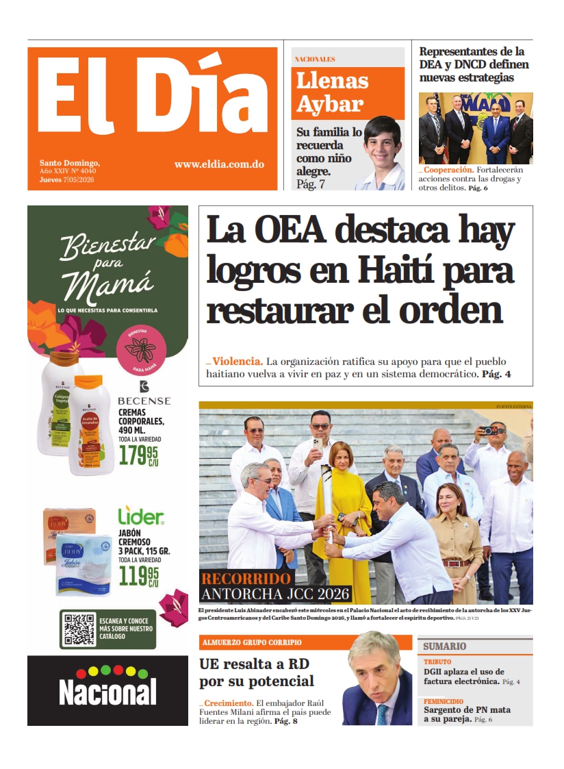 Portada Periódico El Día, Jueves 7, Mayo 2026_001