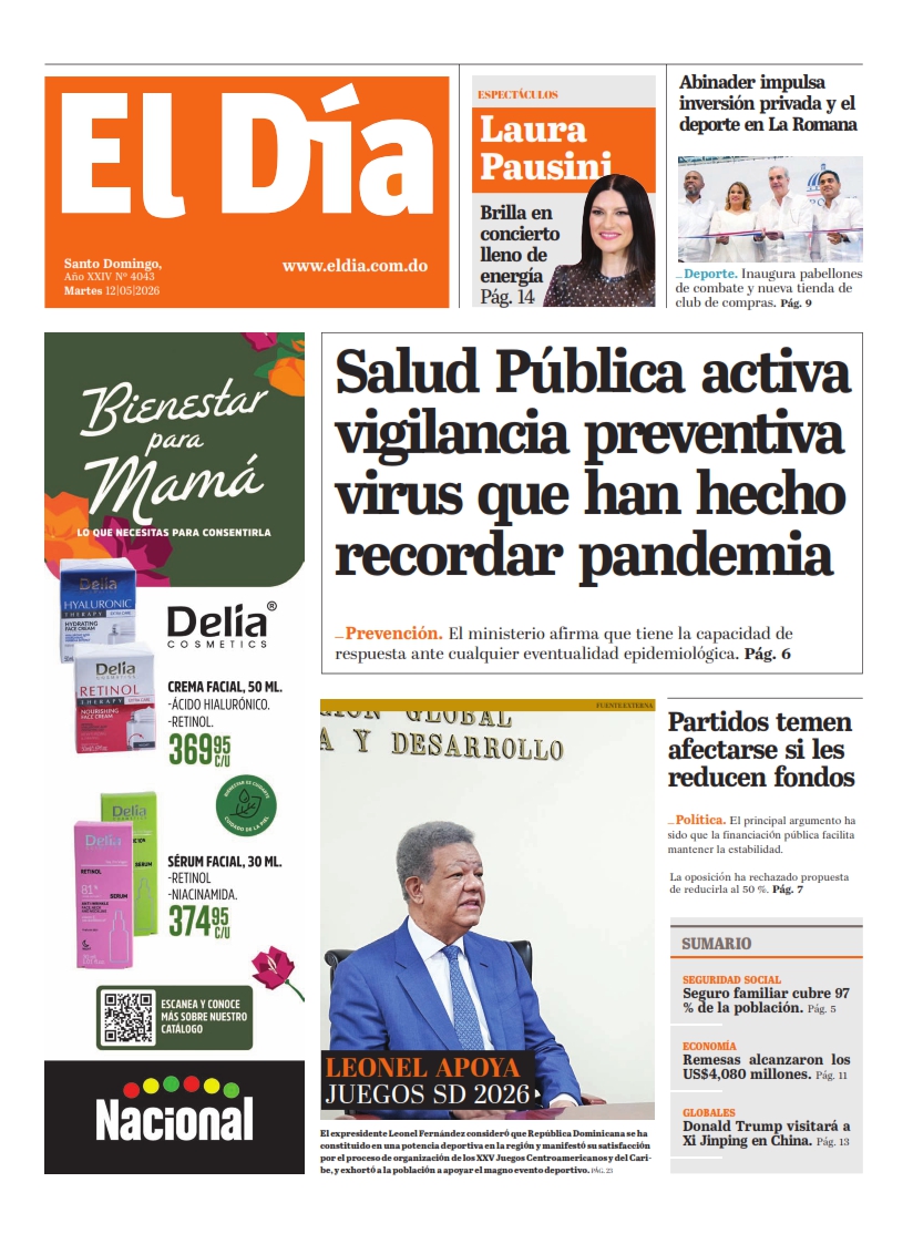 Portada Periódico El Día, Martes 12, Mayo 2026