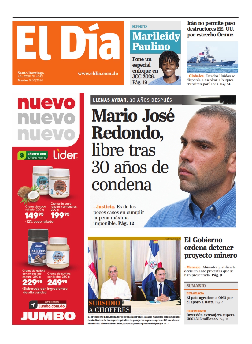 Portada Periódico El Día, Martes 5, Mayo 2026