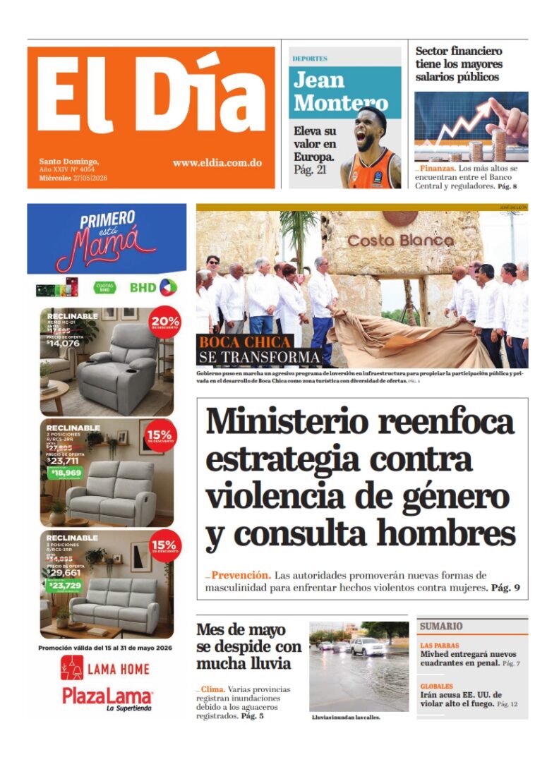 Portada Periódico El Día, Miércoles 27, Mayo 2026