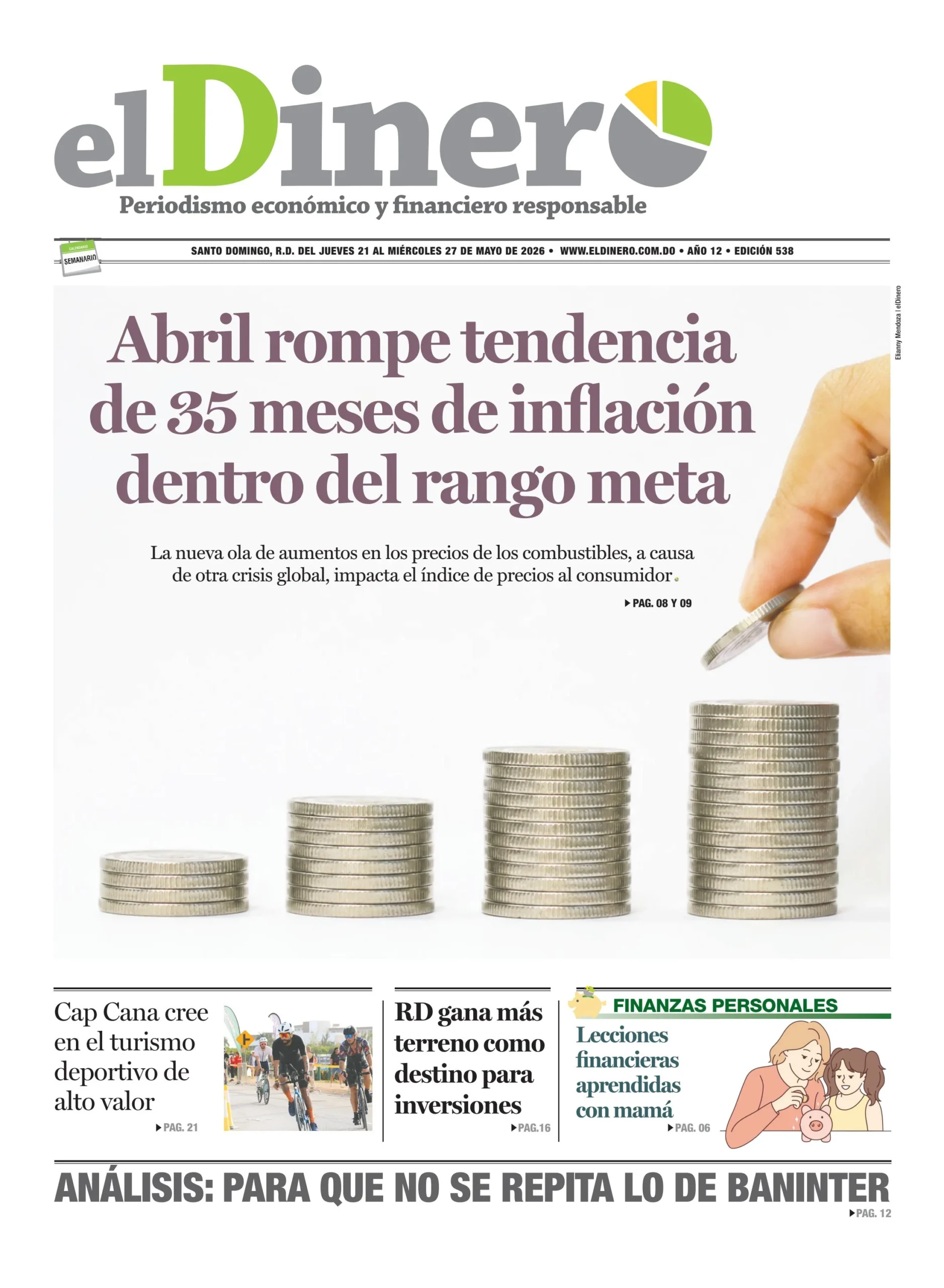 Portada Periódico El Dinero, Jueves 21, Mayo 2026