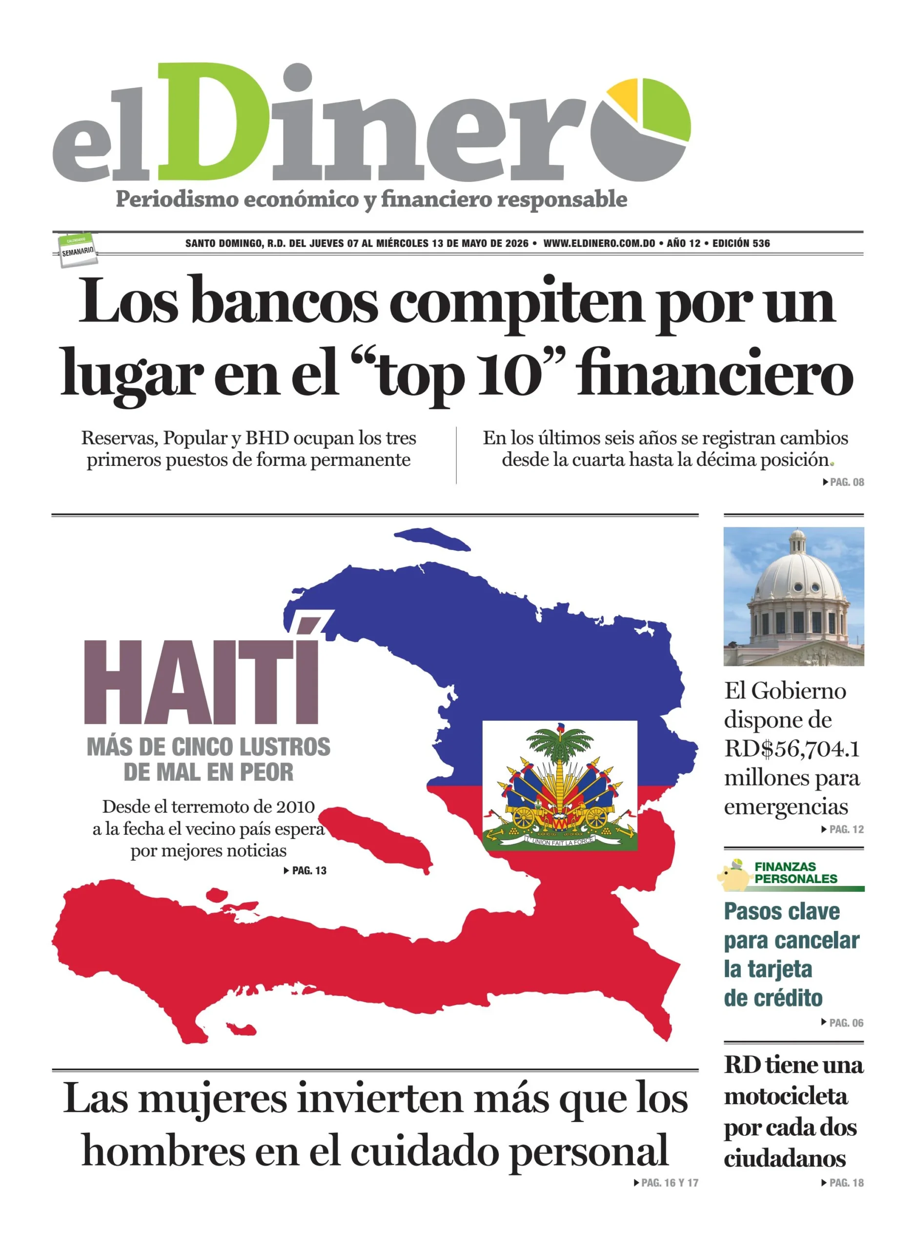 Portada Periódico El Dinero, Jueves 7, Mayo 2026