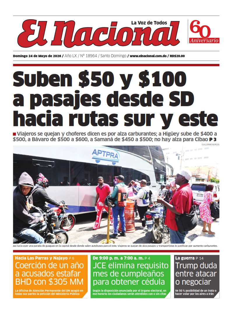Portada Periódico El Nacional, Domingo 24, Mayo 2026
