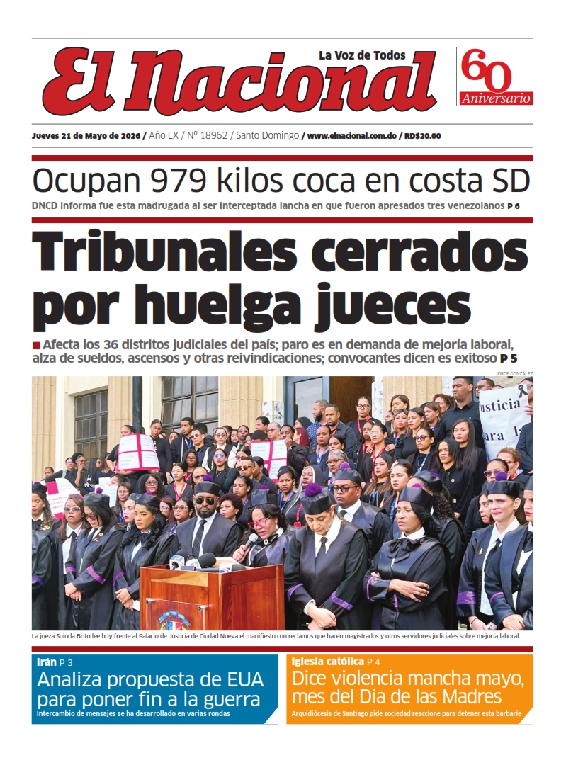 Portada Periódico El Nacional, Jueves 21, Mayo 2026