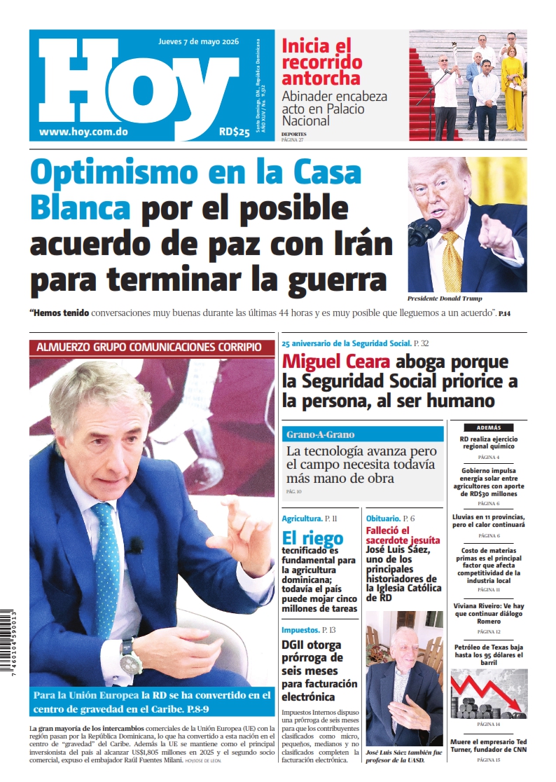 Portada Periódico Hoy, Jueves 7, Mayo 2026