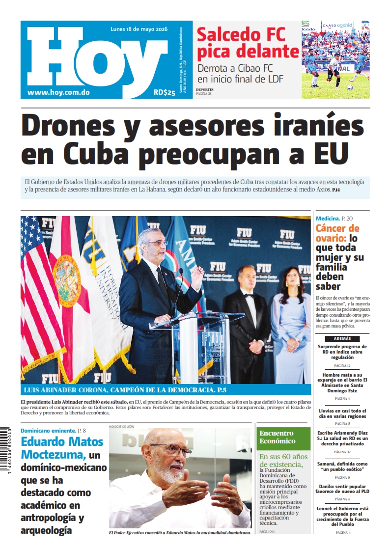 Portada Periódico Hoy, Lunes 18, Mayo 2026