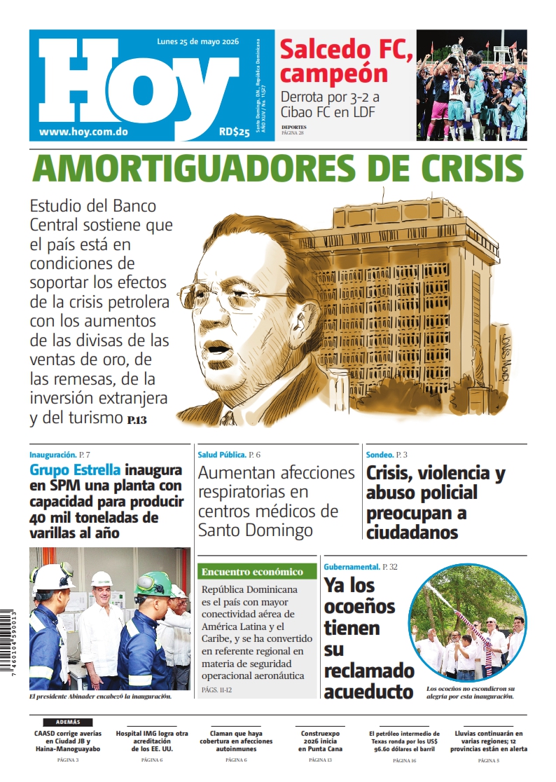 Portada Periódico Hoy, Lunes 25, Mayo 2026