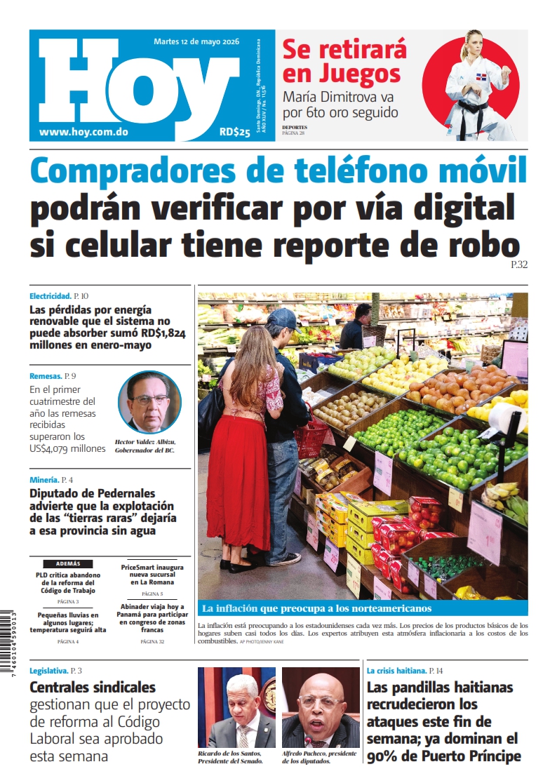 Portada Periódico Hoy, Martes 12, Mayo 2026