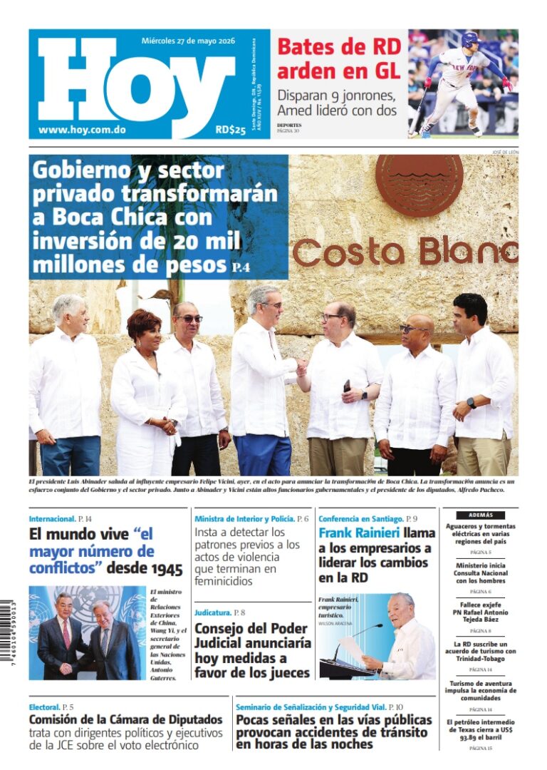 Portada Periódico Hoy, Miércoles 27, Mayo 2026