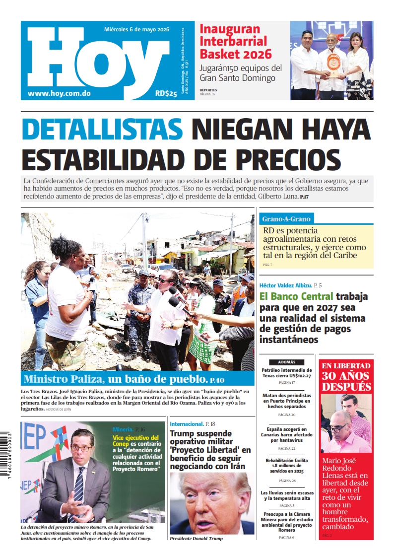 Portada Periódico Hoy, Miércoles 6, Mayo 2026