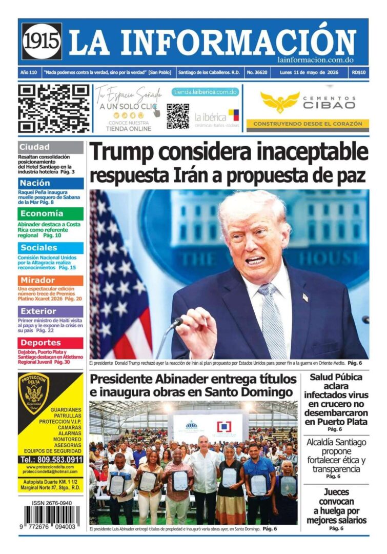 Portada Periódico La Información, Lunes 11, Mayo 2026