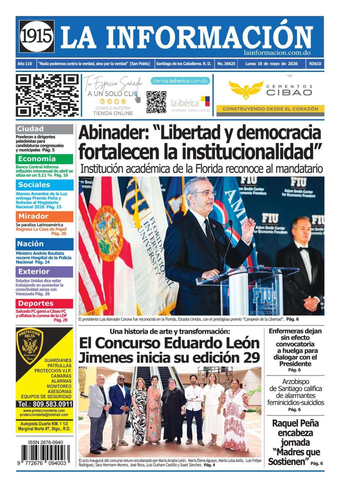 Portada Periódico La Información, Lunes 18, Mayo 2026