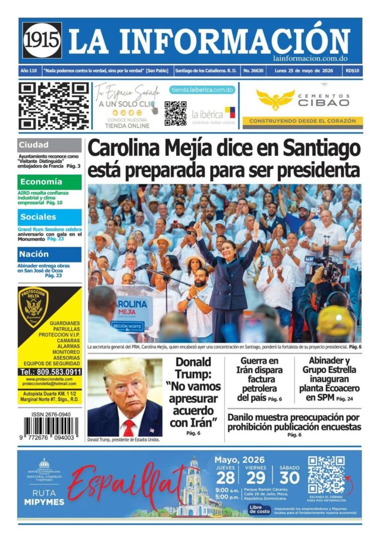 Portada Periódico La Información, Lunes 25, Mayo 2026
