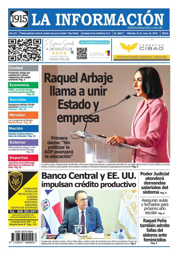 Portada Periódico La Información, Miércoles 20, Mayo 2026