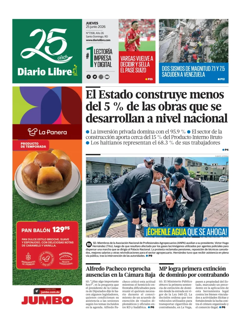 Portada Periódico Diario Libre Jueves 25 Junio 2026
