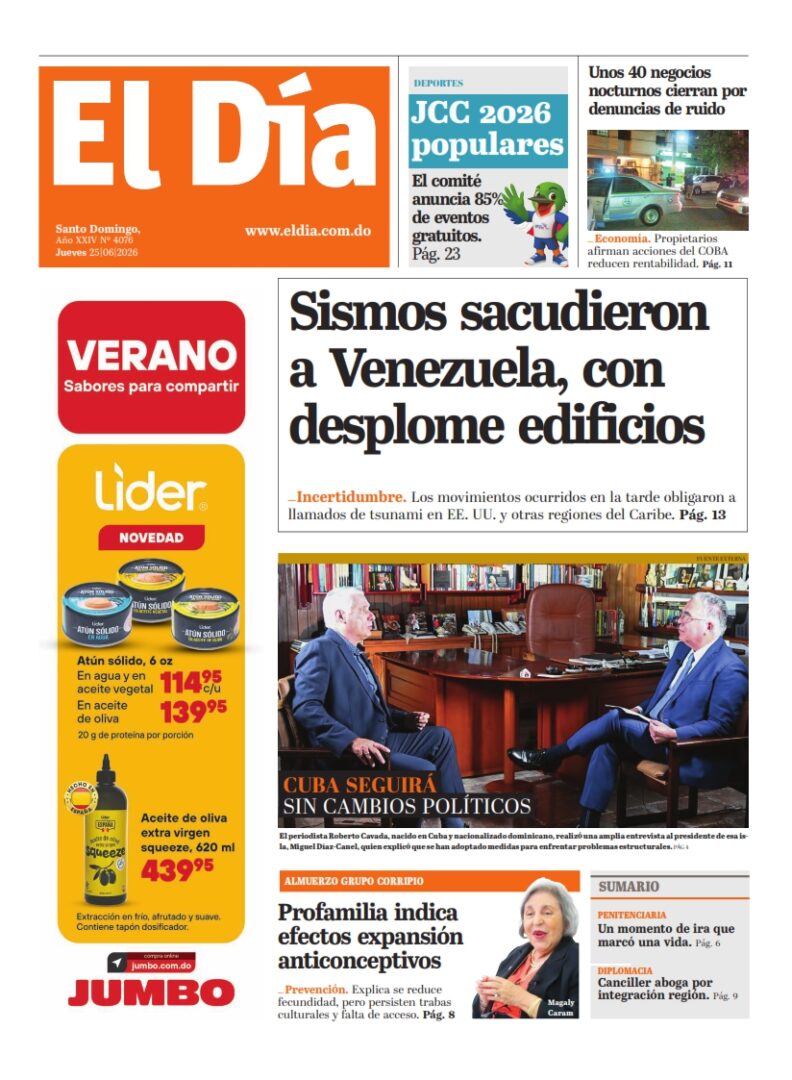 Portada Periódico El Día Jueves 25 Junio 2026