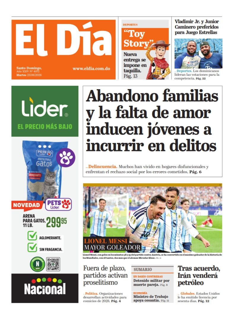 Portada Periódico El Día Martes 23 Junio 2026