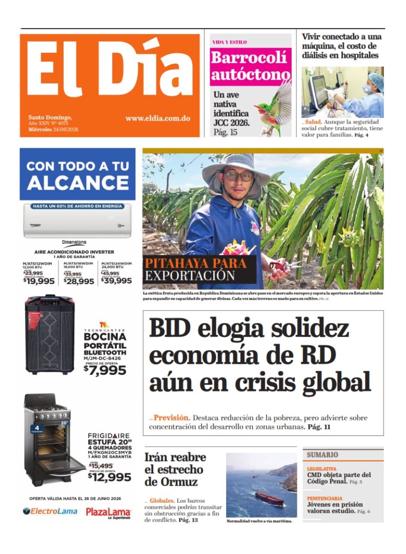 Portada Periódico El Día Miércoles 24 Junio 2026