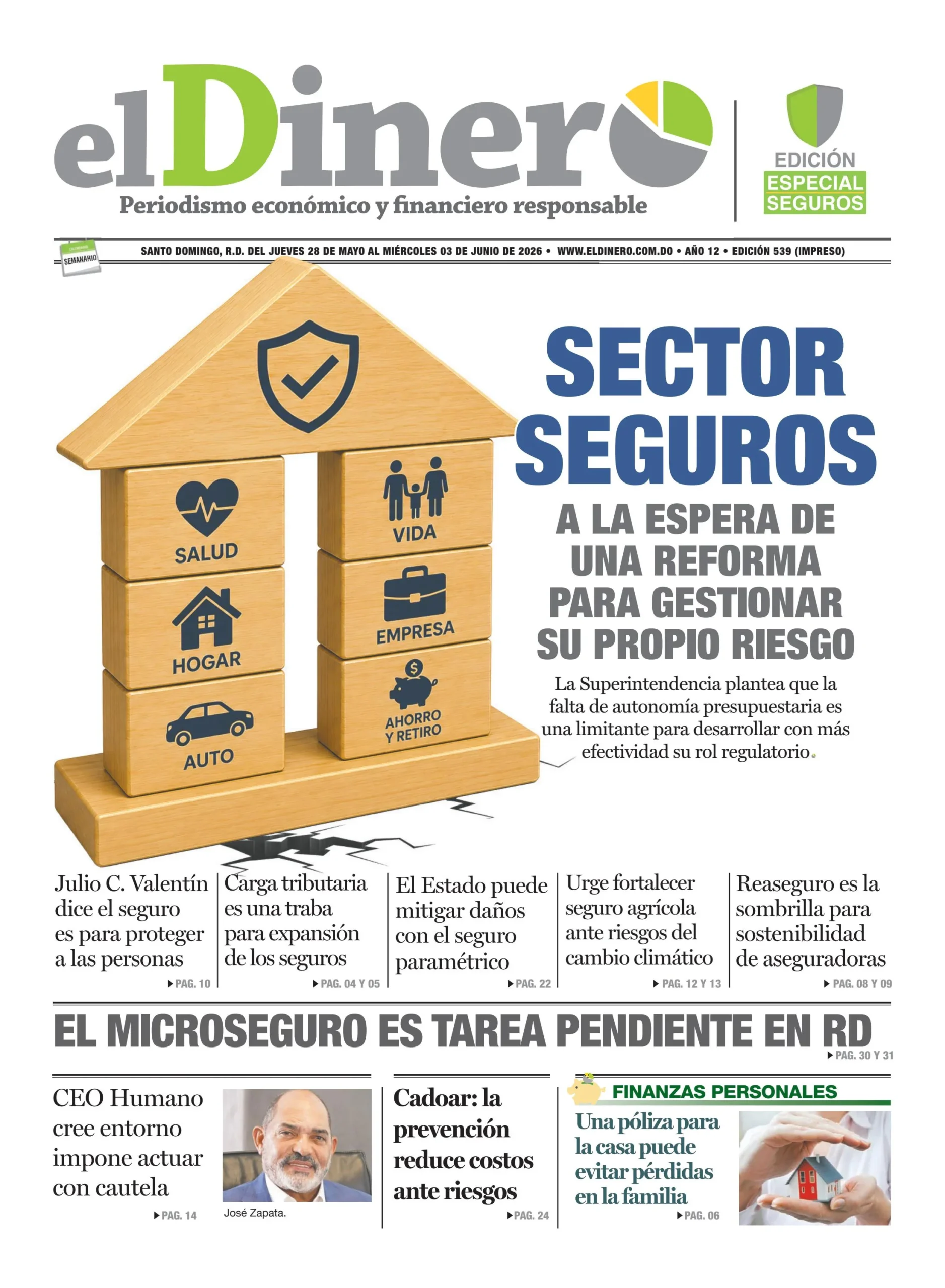 Portada Periódico El Dinero, Lunes 1, Junio 2026
