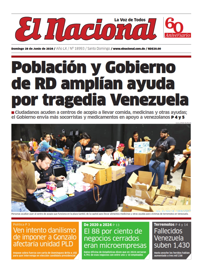 Portada Periódico El Nacional, Domingo 28, Junio 2026