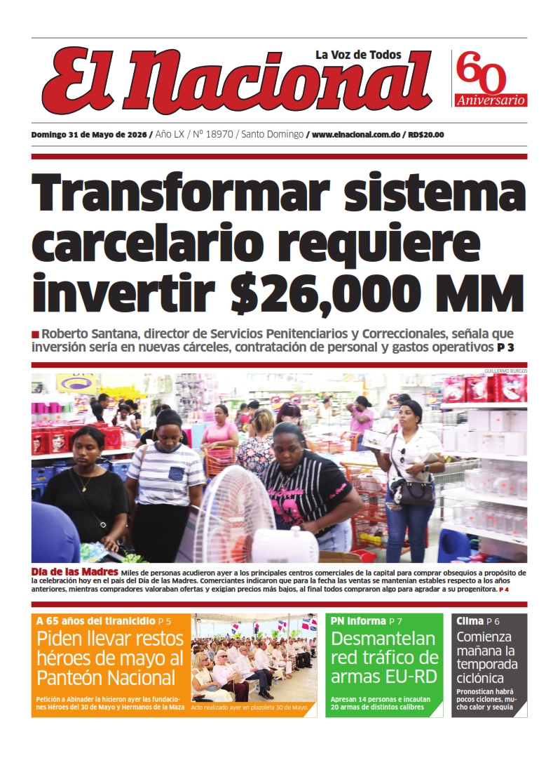 Portada Periódico El Nacional, Domingo 31, Mayo 2026