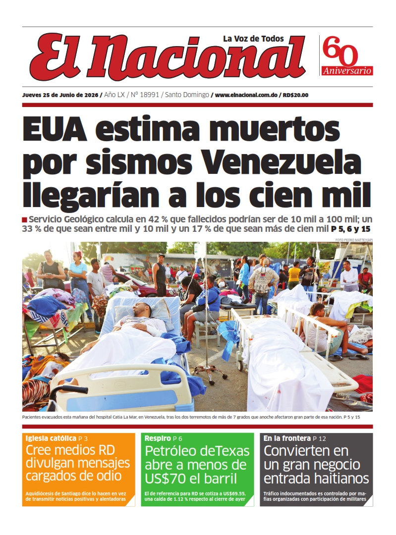 Portada Periódico El Nacional Jueves 25 Junio 2026