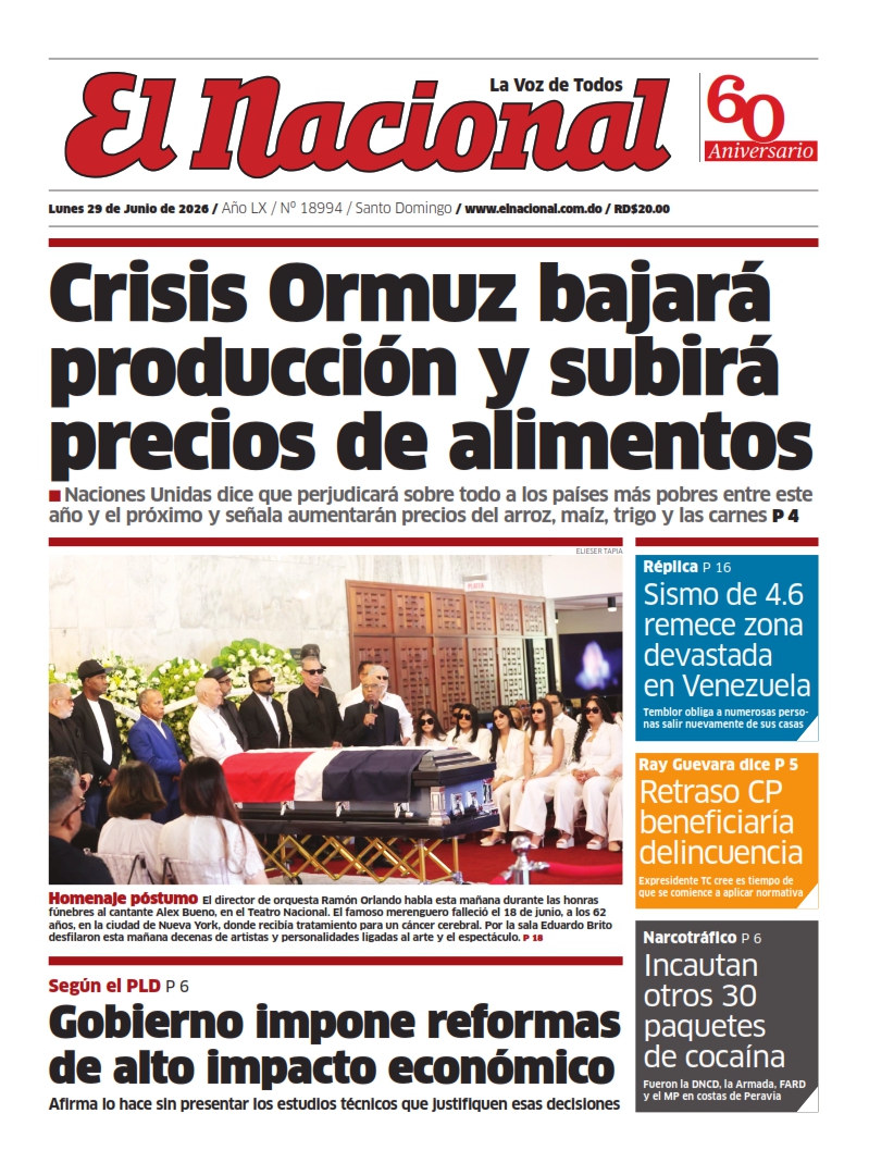 Portada Periódico El Nacional, Lunes 29, Junio 2026