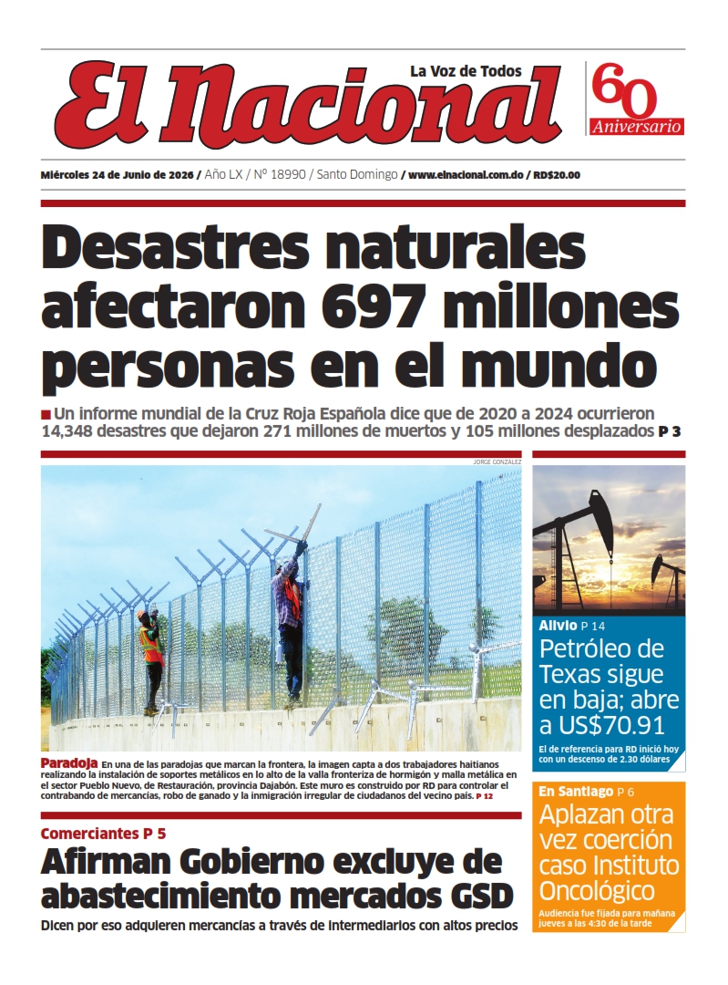 Portada Periódico El Nacional Miércoles 24 Junio 2026