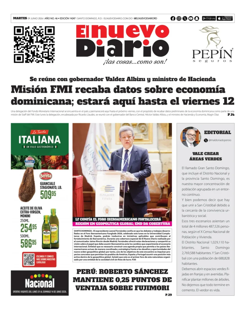 Portada Periodico El Nuevo Diario Martes 9 Junio 2026
