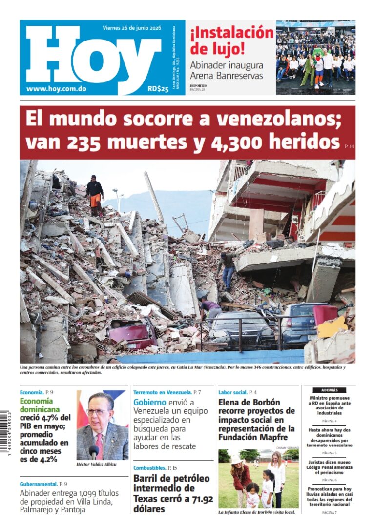 Portada Periódico Hoy Viernes 26 Junio 2026