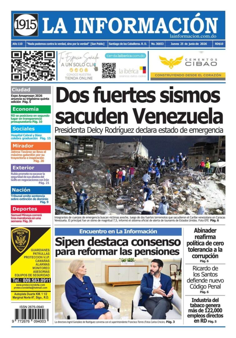Portada Periódico La Información Jueves 25 Junio 2026