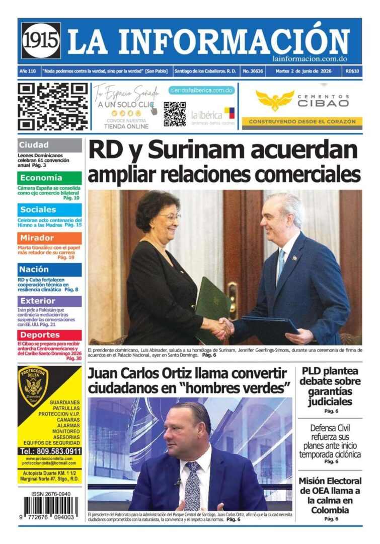Portada Periódico La Información, Martes 2, Junio 2026
