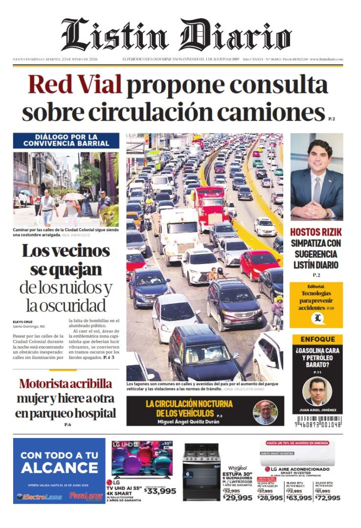 Portada Periódico Listín Diario Martes 23 Junio 2026