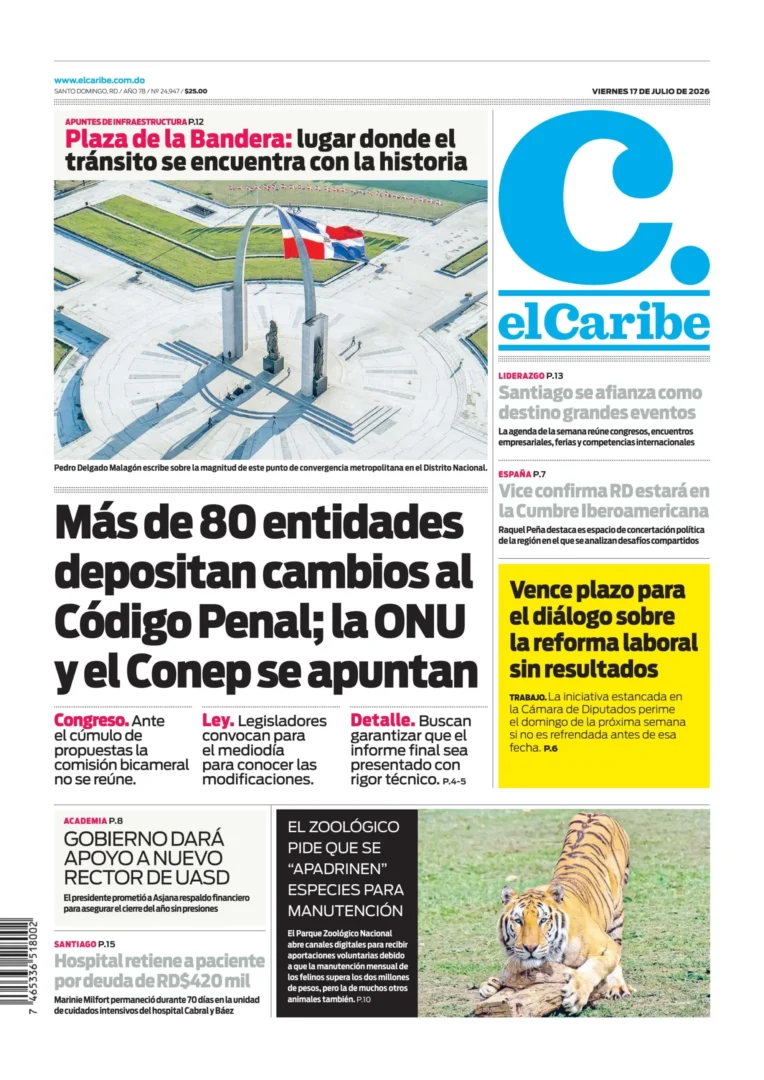 Portada Periódico El Caribe, Viernes 17, Julio 2026