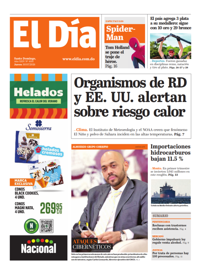 Portada Periódico El Día, Jueves 30, Julio 2026
