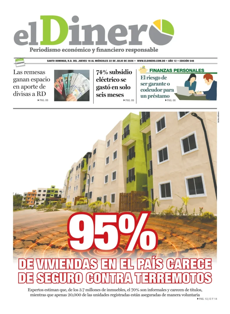 Portada Periódico El Dinero, Jueves 16, Julio 2026