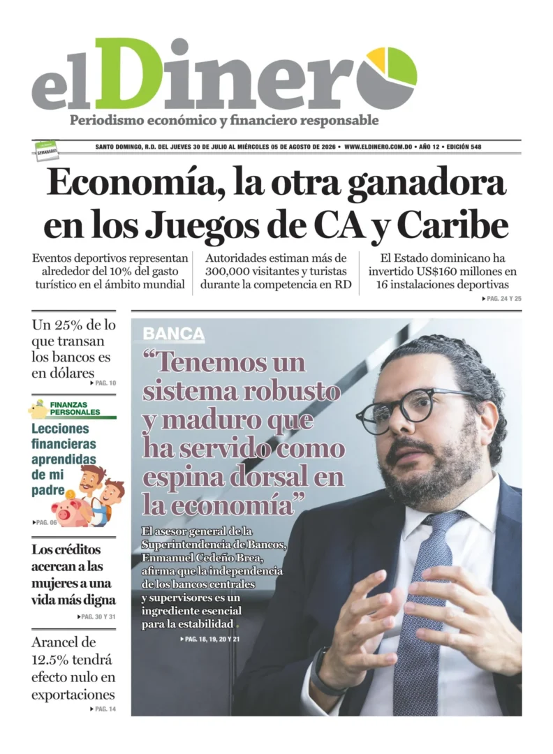 Portada Periódico El Dinero, Jueves 30, Julio 2026