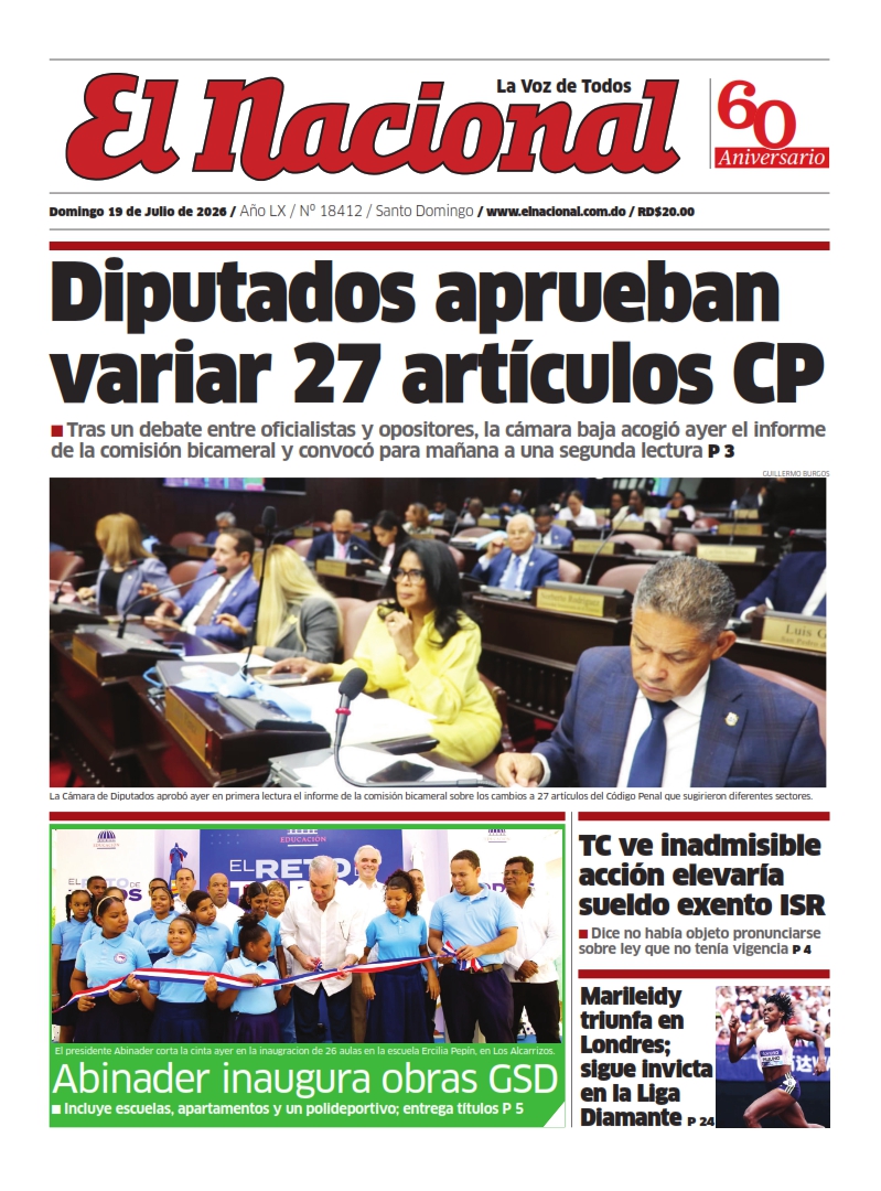 Portada Periódico El Nacional, Domingo 19, Julio 2026