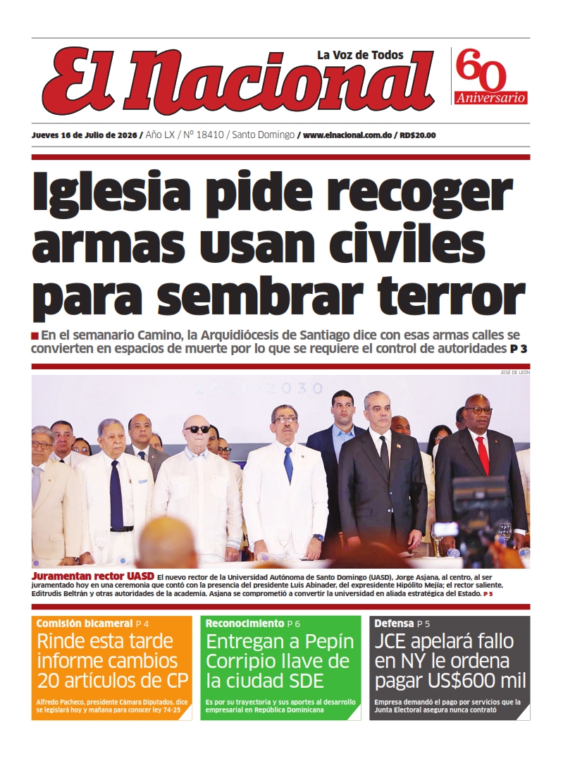 Portada Periódico El Nacional, Jueves 16, Julio 2026