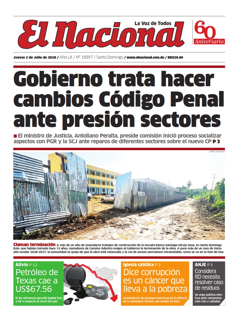 Portada Periódico El Nacional, Jueves 2, Julio 2026